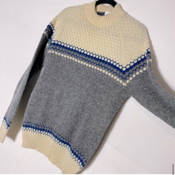 Vintage Norvyk Textured Knit Wool Crew Neck Sweater M - Picture 11 of 14